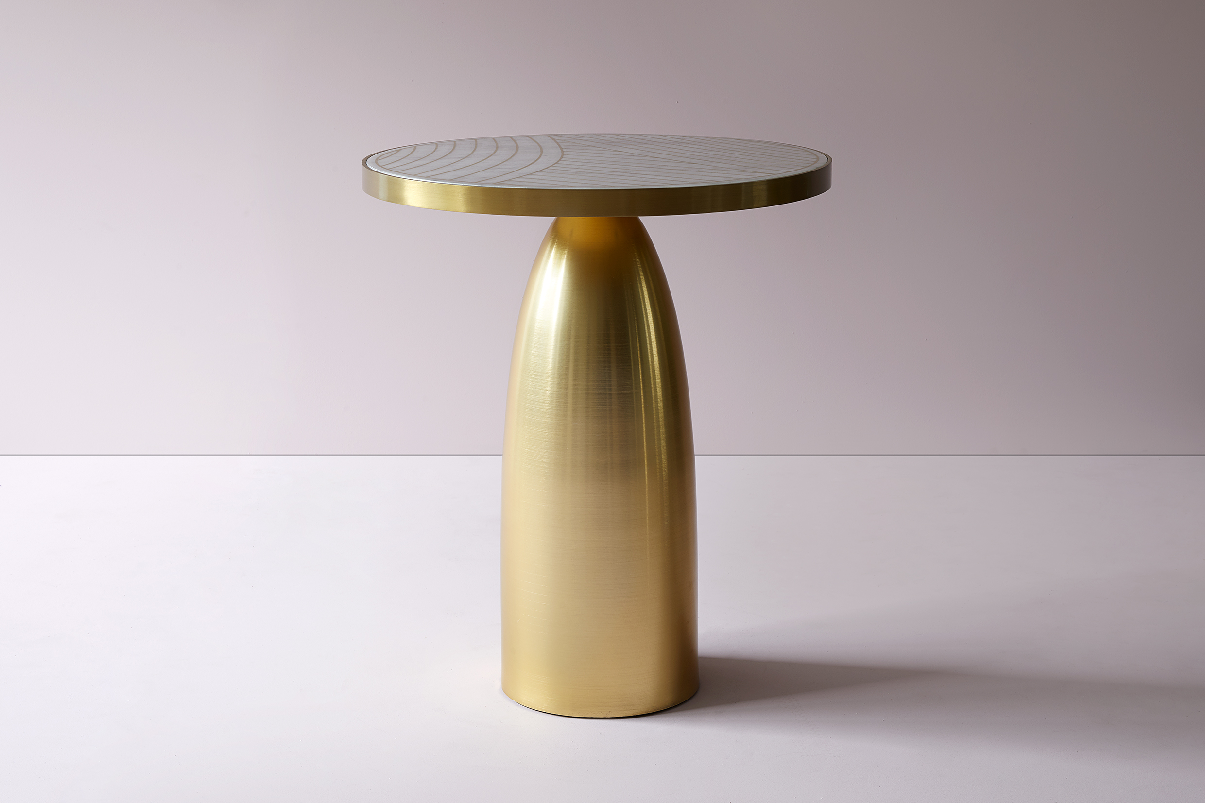 Lustre Round Marble Side Table - 22 (Dhow Brass Overlay)